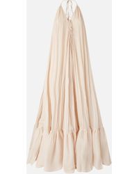 Pinko - Wide Long Dress With Open Back, Nude - Lyst