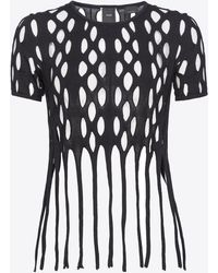 Pinko - Mesh-effect Top With Fringing - Lyst