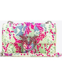 Pinko - Galleria Mini Love Bag One In Python-print Leather With Flock Detail - Lyst
