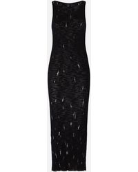Pinko - Langes Kleid Aus Leichtem Strick Mit Destroyed-Effekt, Limousinenschwarz - Lyst
