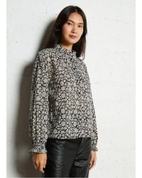 The Korner - Blouse Droite Col Rond En Coton Imprimé Femme - Lyst