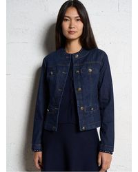 Liu Jo - Veste En Jean Ajustée Col Rond En Coton Mélangé Femme - Lyst