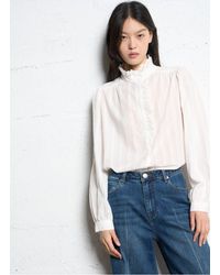 Suncoo - Blouse Droite À Dentelle En Coton Bio Mélangé Femme - Lyst