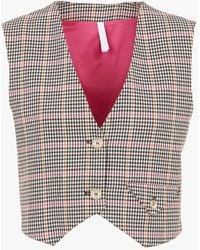 Imperial - Veste Col V À Motifs Pied De Poule En Coton Mélangé Femme - Lyst