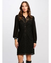 Morgan - Robe Courte Col Classique En Dentelle Femme - Lyst