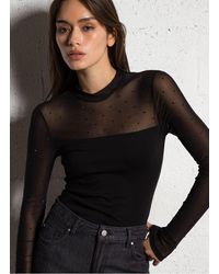 Morgan - Tee-Shirt Manches Longues À Strass Femme - Lyst