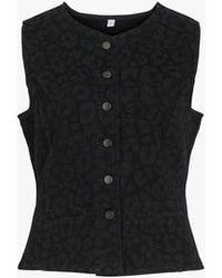 Vila - Veste Droite Col Rond En Coton Mélangé Imprimé Femme - Lyst