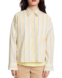 Esprit - Chemise Oversize Col Classique En Coton Mélangé Rayé Femme - Lyst