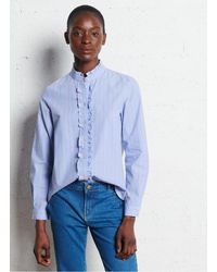 I Code - Chemise Col Montant À Volants En Coton Femme - Lyst