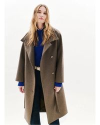 CAROLL - Manteau Droit Col Montant En Laine Recyclée Mélangée Femme - Lyst