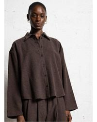 MASSCOB - Chemise Oversize Col Classique À Carreaux En Laine Mélangée Femme - Lyst