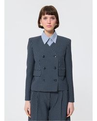 Tara Jarmon - Veste Courte Col V À Carreaux Femme - Lyst
