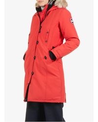 Canada Goose High Neck Long Parka With Hood With Removable Fur - Red