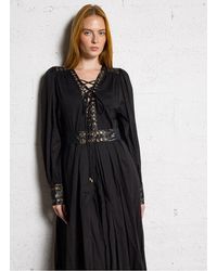 Mes Demoiselles - Robe Longue Col V En Coton Femme - Lyst