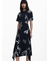 Desigual - Robe Midi Col Rond En Coton Mélangé Femme - Lyst