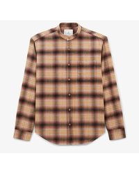 Serge Blanco - Chemise Manches Longues Col Mao À Carreaux - Lyst