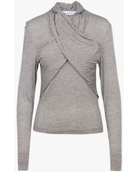 IRO - Top Col V En Coton Mélangé Femme - Lyst