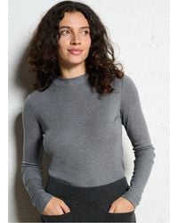 MAISON 123 - Tee-Shirt Manches Longues Fluide À Col Montant Femme - Lyst