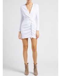 IRO - Robe Courte Col V En Coton Mélangé Femme - Lyst