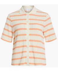 Vila - Chemise Droite En Coton Mélangé Rayé Femme - Lyst