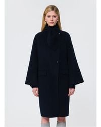 Tara Jarmon - Manteau Droit Col Montant En Laine Mélangée Femme - Lyst