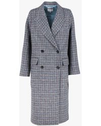 Paul & Joe - Manteau Long Col Tailleur À Carreaux En Laine Mélangée Femme - Lyst