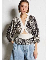 Mes Demoiselles - Top Col V Imprimé En Coton Femme - Lyst