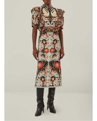 FARM Rio - Robe Midi Col Rond À Imprimé Floral Femme - Lyst