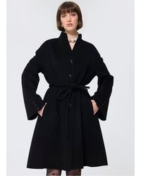 Tara Jarmon - Manteau Col Montant En Laine Mélangée Femme - Lyst