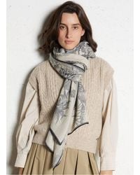 Inoui Edition - Foulard En Laine Et Soie Mélangé Imprimé - Lyst