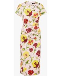 Max Mara - Robe Midi Col Rond Imprimé Floral En Coton Femme - Lyst