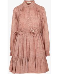 Mes Demoiselles - Robe Courte Col Chemise En Coton Femme - Lyst