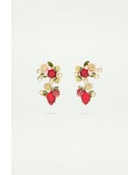 Les Nereides - Boucles D'Oreilles Tiges Fraises Des Bois Et Fleurs De Fraisiers - Lyst