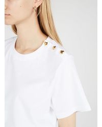 Tara Jarmon Round-neck Buttoned Cotton T-shirt - White