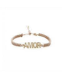 Nilai - Bracelet Macramé Plaqué Or Amor - Lyst