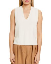 Esprit - Pull Col V Sans Manches En Coton Femme - Lyst