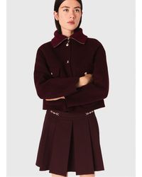 Maje - Veste Droite Col Montant En Laine Mélangée Femme - Lyst