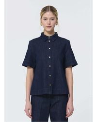 Tara Jarmon - Chemise Droite Manches Courtes En Denim Brut Femme - Lyst