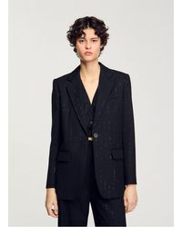 Sandro - Veste Tailleur Rayée À Sequins Femme - Lyst