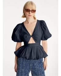 ROTATE BIRGER CHRISTENSEN - Top Col V En Coton Bio Mélangé Femme - Lyst