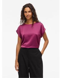 Vila - Top Fluide À Col Rond En Polyester Recyclé Femme - Lyst