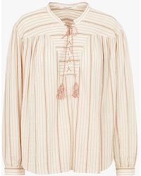 Pomandère - Top Col Tunisien À Rayures Femme - Lyst