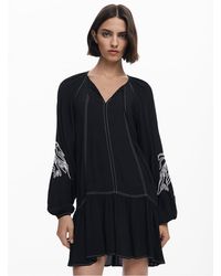 Desigual - Robe Courte Col V Brodée Femme - Lyst