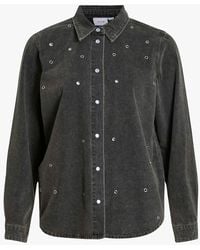 Vila - Chemise Droite Col Classique En Coton Mélangé Femme - Lyst