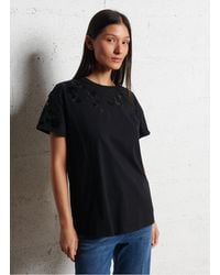 Liu Jo - Tee-Shirt Manches Courtes À Broderies Sequins Femme - Lyst