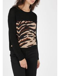 Liu Jo Jersey de dos materiales con cuello redondo y esta - Negro