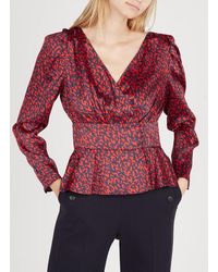 Tara Jarmon Twill Top With Crossover Neckline - Red