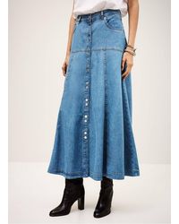 Ba&sh - Jupe Longue En Denim De Coton Femme - Lyst