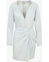IRO - Robe Courte Cintrée Col V En Coton Femme - Lyst
