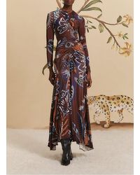 FARM Rio - Robe Midi Col V À Imprimé Floral Femme - Lyst